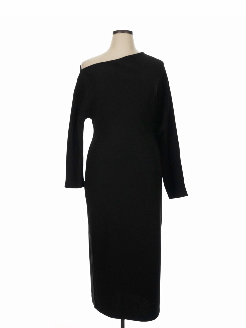 Zara Black One-Shoulder Long Sleeve Midi Dress